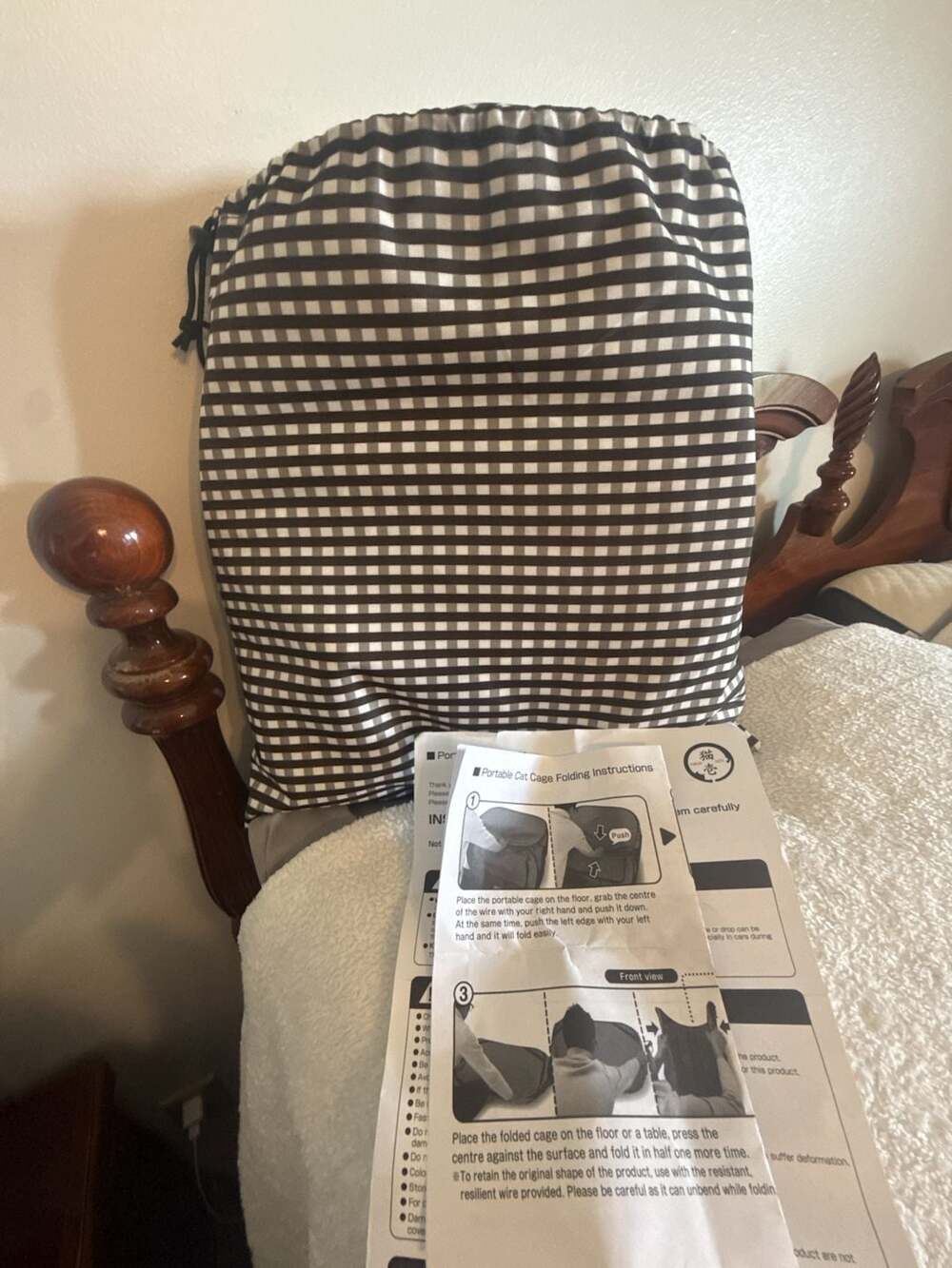 Necoichi Portable Cat Cage Folding Instruction Manual and Storage Pouch